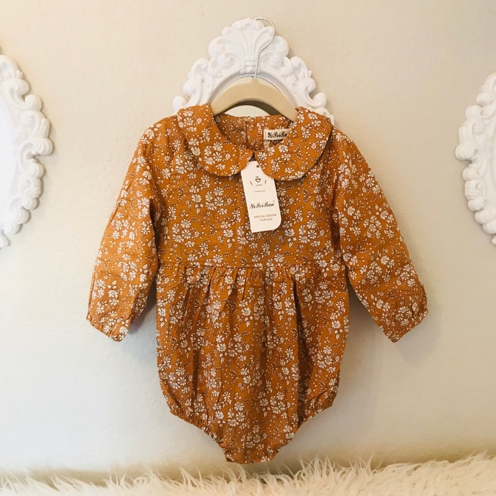 Brand New Mustard Floral Baby Girl Romper 12-18 M